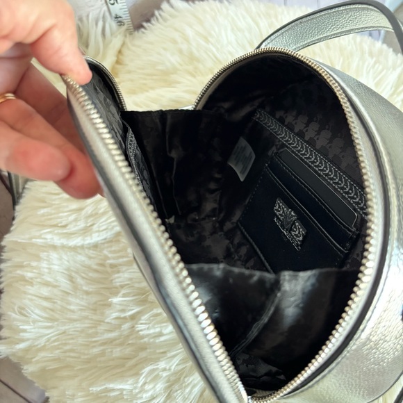 KARL LAGERFELD PARIS Metallic Silver Dome Crossbody Handbag—NWT - Picture 9 of 16